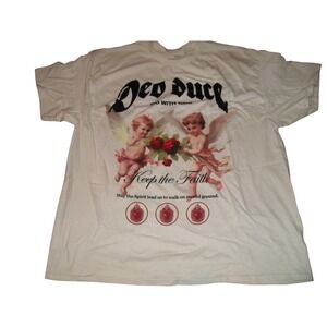 Deo Duce Studios Go With God Graphic Print T-Shirt Angels Roses Faith‎ 2XL